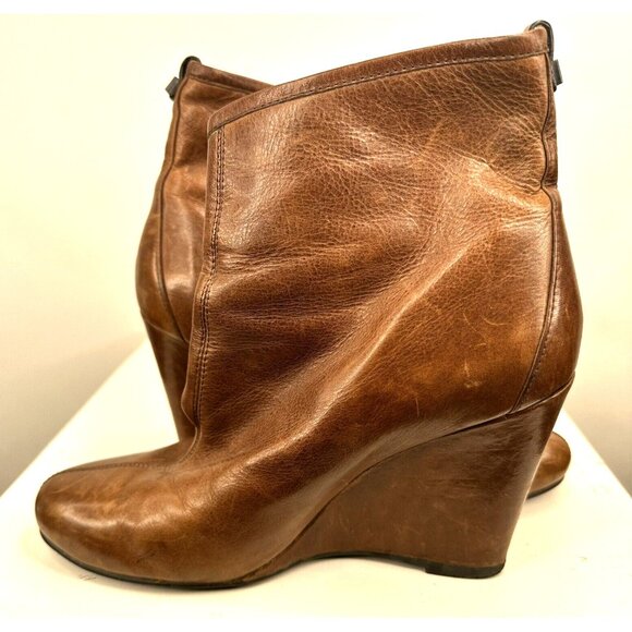 Rudsak Womens Leather Boots Wedge Ankle Strap Buckle Fold Over Brown Size 6.5 - Picture 4 of 14